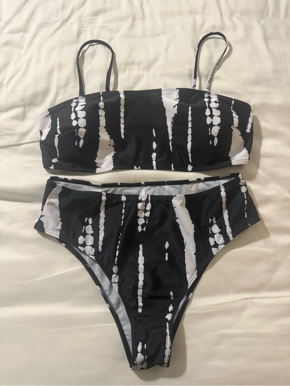 Black & White Tie-Dye Two-Piece Bikini